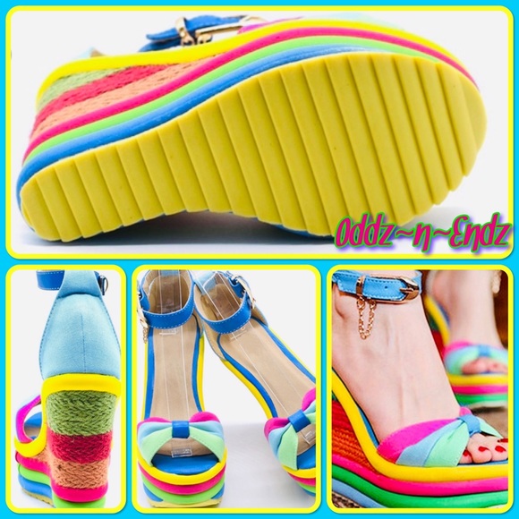 SOLD❌Neon Rainbow 🌈 Peep Toe Platform Espadrille Sandals Size 38/BRAND NEW! - Picture 12 of 13